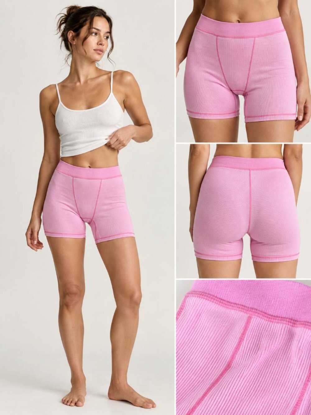 NWT SKIMS COTTON RIB BOXER BUBBLE GUM SIZE XS Limited Colour Edition